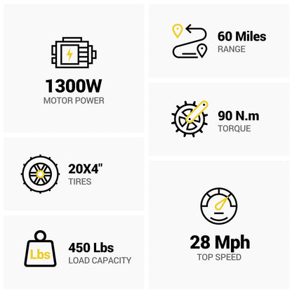 HOVSCO™ HovBeta 20" Klappbares E-Bike mit Fat Tires